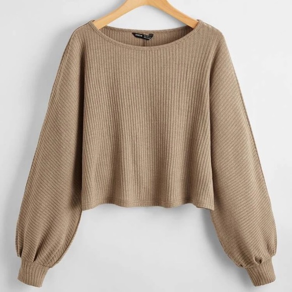 SHEIN Tops - (2/$20) SHEIN Lg Ribbed Long Sleeve Semi-Crop Top